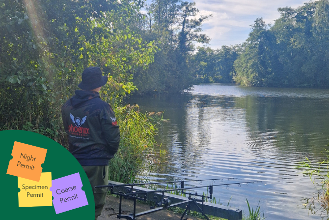 Man stood on bank fishing