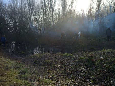 Volunteers clearing ground at Ufton Nature Reserve