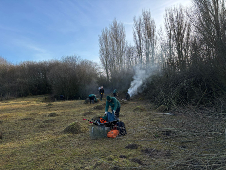 Volunteers clearing some more ground at Ufton Fields Nature Reserve