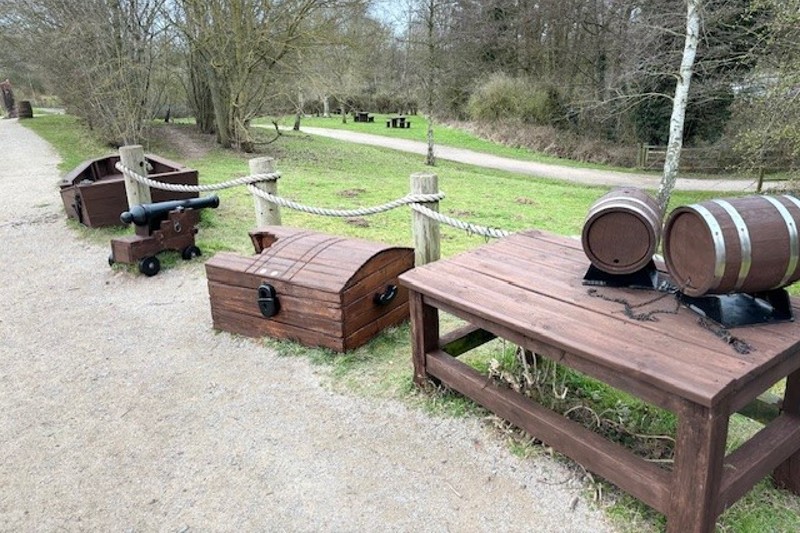 Barrels on a bench