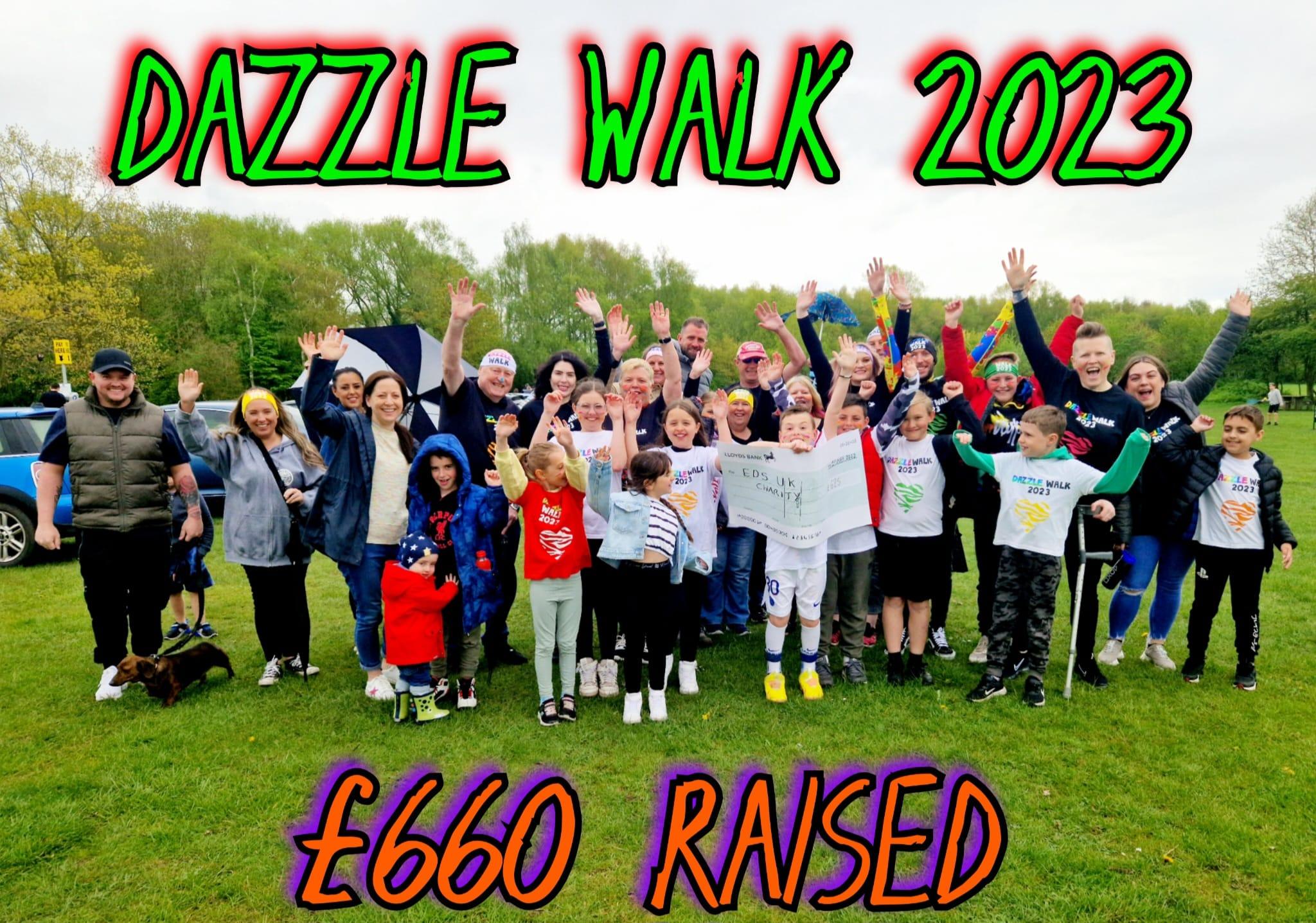 Photograph of the group who took part in the Dazzle Walk at Kingsbury Water Park, in support of charity EDS UK